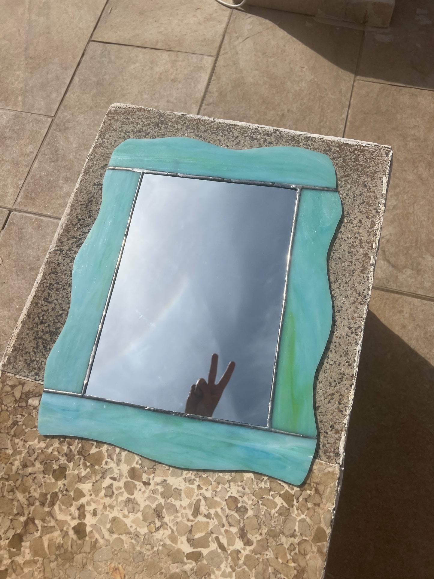 Ocean Wave Stained Glass Mirror