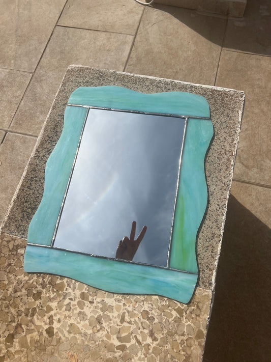 Ocean Wave Stained Glass Mirror